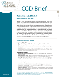 CGD Brief Delivering on Debt Relief By Nancy Birdsall and Brian Deese Summary: