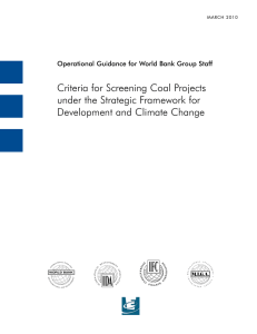 Criteria for Screening Coal Projects under the Strategic Framework for