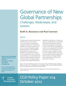 Governance of New Global Partnerships Challenges, Weaknesses, and Lessons