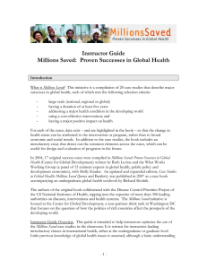 Instructor Guide Millions Saved:  Proven Successes in Global Health