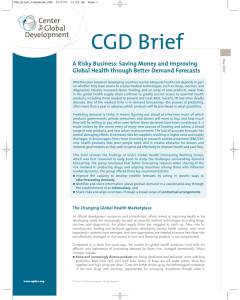 CGD Brief A Risky Business: Saving Money and Improving