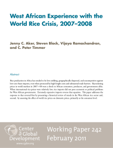 West African Experience with the World Rice Crisis, 2007 –2008