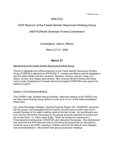 XXIX Reunion of the Forest Genetic Resources Working Group MINUTES