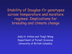 Stability of Douglas-fir genotypes across temperature and moisture regimes: Implications for