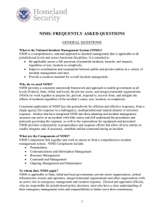 NIMS: FREQUENTLY ASKED QUESTIONS GENERAL QUESTIONS