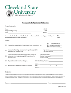 Undergraduate Application Addendum