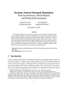 Dynamic Natural Monopoly Regulation: Time Inconsistency, Moral Hazard, and Political Environments