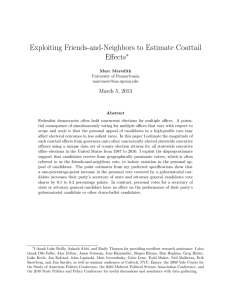 Exploiting Friends-and-Neighbors to Estimate Coattail Effects ∗ March 5, 2013