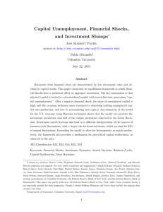 Capital Unemployment, Financial Shocks, and Investment Slumps ∗ Job Market Paper