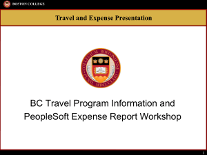 BC Travel Program Information and PeopleSoft Expense Report Workshop 1