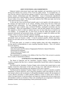 Enhanced student achievement based upon high standards and expectations must... driving force behind every activity of New York City public... JOINT INTENTIONS AND COMMITMENTS