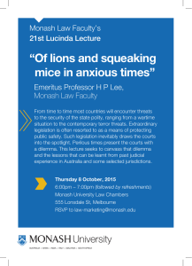 “ Of lions and squeaking mice in anxious times” Monash Law Faculty’s