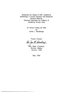 Assessing  the  Impact  of  NSF ... Workshops  in  Human  Genetics  and ... Decision-Making: