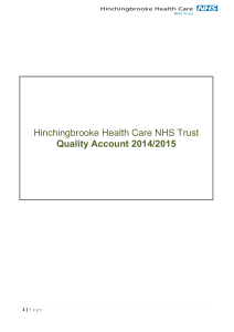Hinchingbrooke Health Care NHS Trust Quality Account 2014/2015 1 |