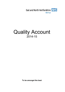 Quality Account 2014-15 To be amongst the best