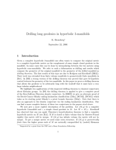 Drilling long geodesics in hyperbolic 3-manifolds 1 Introduction K. Bromberg