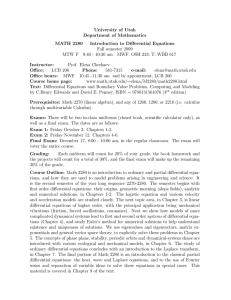 University of Utah Department of Mathematics MATH 2280 Introduction to Differential Equations