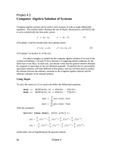 Computer Algebra Solution of Systems Project 4.2