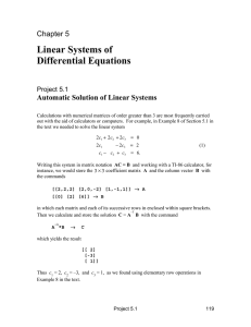 Linear Systems of Differential Equations Chapter 5 Automatic Solution of Linear Systems