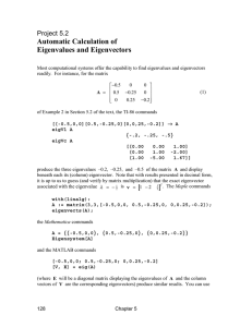Automatic Calculation of Eigenvalues and Eigenvectors Project 5.2