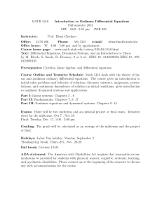 MATH 5410 Introduction to Ordinary Differential Equations Fall semester 2013