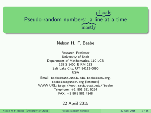 | {z } Pseudo-random numbers: a line at a time