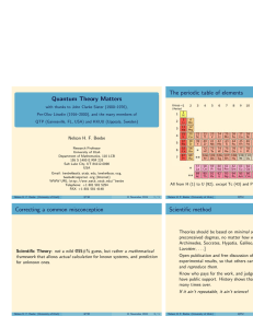 Quantum Theory Matters The periodic table of elements