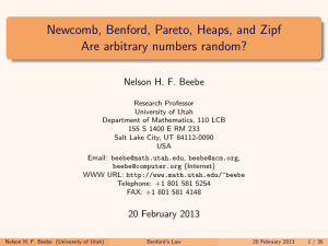 Newcomb, Benford, Pareto, Heaps, and Zipf Are arbitrary numbers random?