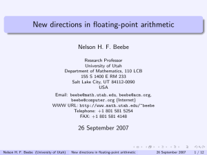 New directions in floating-point arithmetic Nelson H. F. Beebe