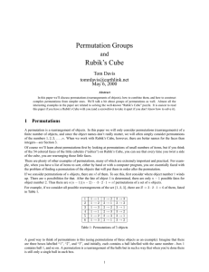 Permutation Groups Rubik’s Cube and Tom Davis