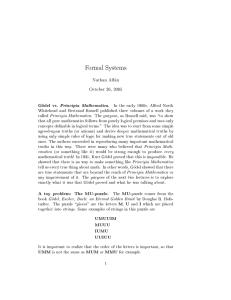 Formal Systems Godel vs. . Principia Mathematica