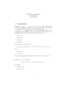 tropical algebra 1 Introduction