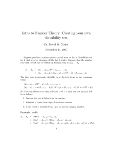 Intro to Number Theory: Creating your own divisibility test November 14, 2007