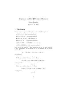 Sequences and the Difference Operator 1 Sequences Berton Earnshaw