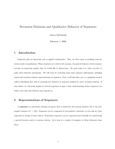 Recursion Relations and Qualitative Behavior of Sequences 1 Introduction Aaron McDonald