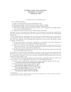 NUMBER LOOPS AND PATTERNS JENNIFER GUAJARDO MARCH 28, 2007