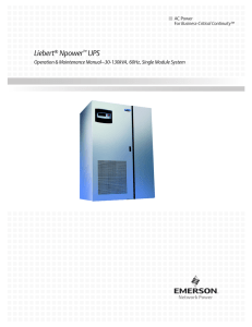 Liebert Npower UPS Operation &amp; Maintenance Manual–30-130kVA, 60Hz, Single Module System