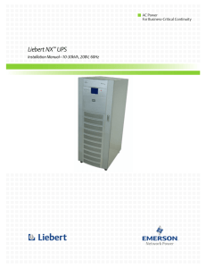 Liebert NX UPS Installation Manual–10-30kVA, 208V, 60Hz AC Power