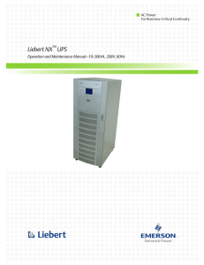 Liebert NX UPS ™ Operation and Maintenance Manual–10-30kVA, 208V, 60Hz