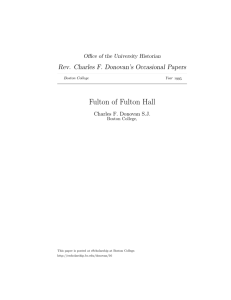 Fulton of Fulton Hall Rev. Charles F. Donovan’s Occasional Papers