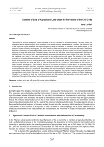 Contract of Sale of Agricultural Land under the Provisions of... Academic Journal of Interdisciplinary Studies MCSER Publishing, Rome-Italy Irena Lavdari