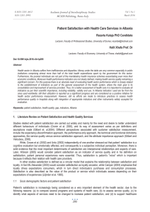 Patient Satisfaction with Health Care Services in Albania MCSER Publishing, Rome-Italy