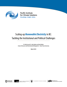 in BC: Tackling the Institutional and Political Challenges Renewable Electricity