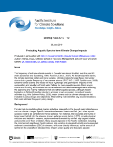 – 10 Briefing Note 2010  Protecting Aquatic Species from Climate Change Impacts