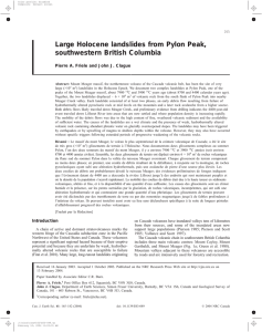 Large Holocene landslides from Pylon Peak, southwestern British Columbia