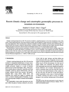 IMm Recent climatic change and catastrophic  geomorphic processes in mountain environments