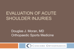 EVALUATION OF ACUTE SHOULDER INJURIES Douglas J. Moran, MD Orthopaedic Sports Medicine
