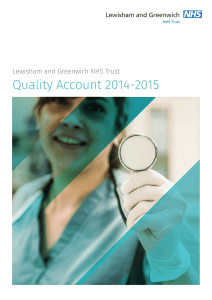 Quality Account 2014-2015 Lewisham and Greenwich NHS Trust Lewisham and Greenwich