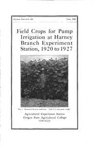 Branch Experiment Irrigation at Harney Field Crops for Pump Station, 1920 to 1927
