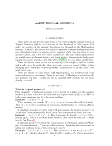AARMS TROPICAL GEOMETRY 1. Introduction